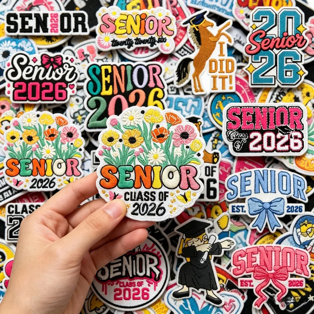 

Colorful Cartoon Graduate Embroidery Patch DIY T-shirt Bag Hat Jeans Repair Iron on Patches Applique Accessories Sticker Sewing