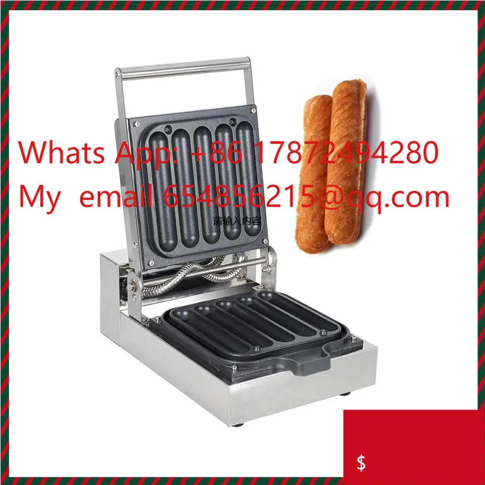 Other Food Processing Machinery Commercial Electric 5 Grate Iron Stainless Steel Chicken Roll Hot Dog Stick Waffle Maker Machine