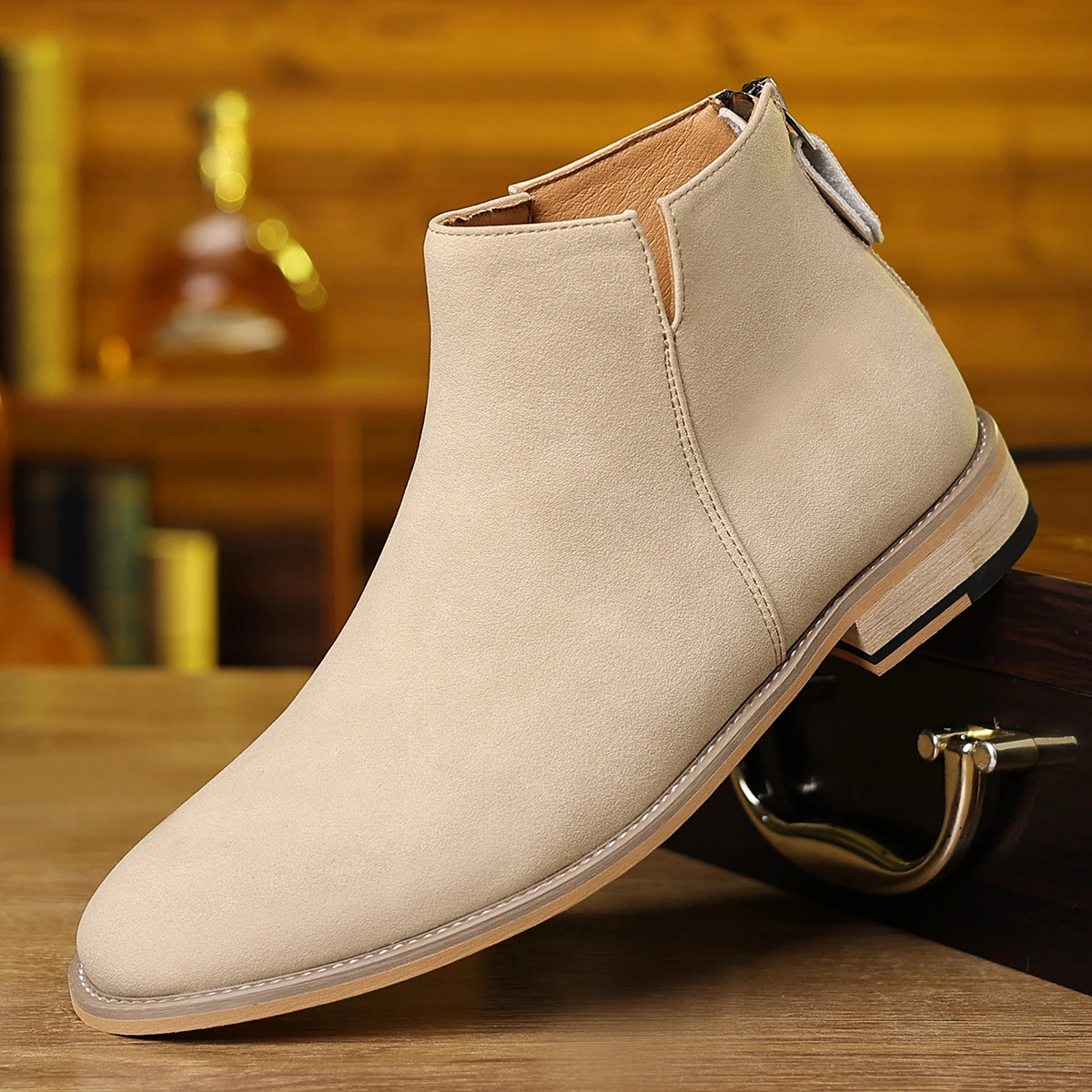 

Мужские ботинки челси на молнии, повседневные кожаные ботинки до щиколотки, однотонные высокие ботинки, универсальная зимняя обувь, большие размеры до 48