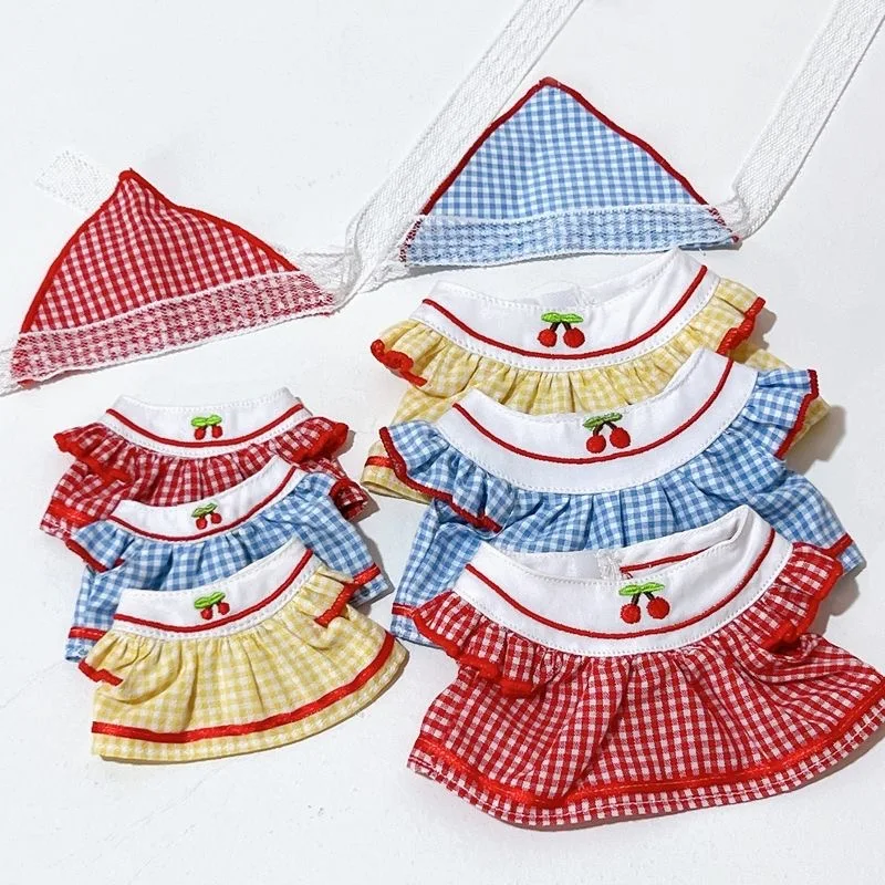 17cm New Clothes Only Pendant Macaron Cloth kerchief Dress Labubu Doll Accessories Cos Gift Doll Pure Handmade Cloth Gift