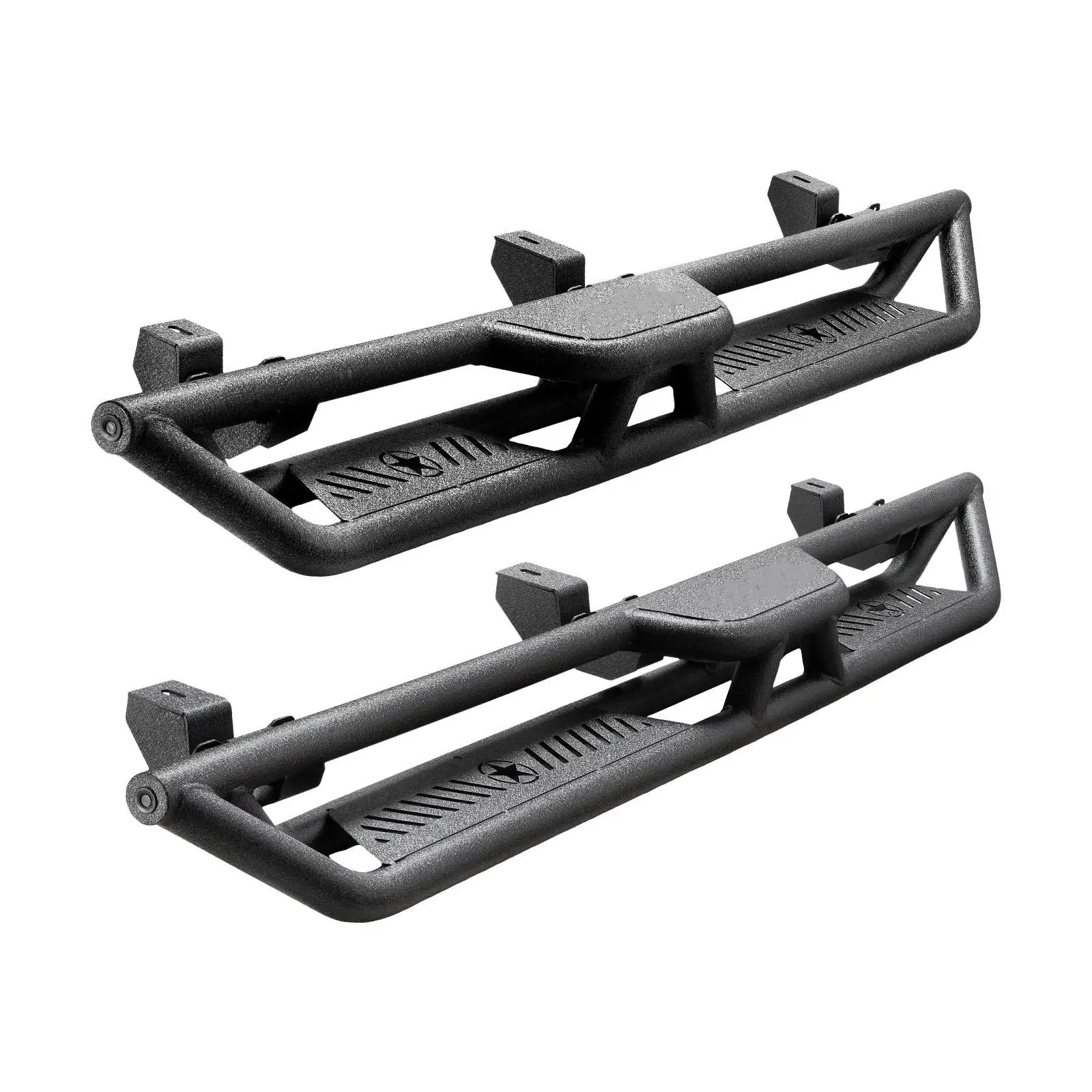 Running Boards, 6 Inches Side Steps Compatible with 2018-2025 for Jeep wrangler JL 4 Door, Black Carbon Steel Bars, 550 lbs Load Capacity, Wide Non-Slip Hollow Surface with Rustproof Coating - view 6