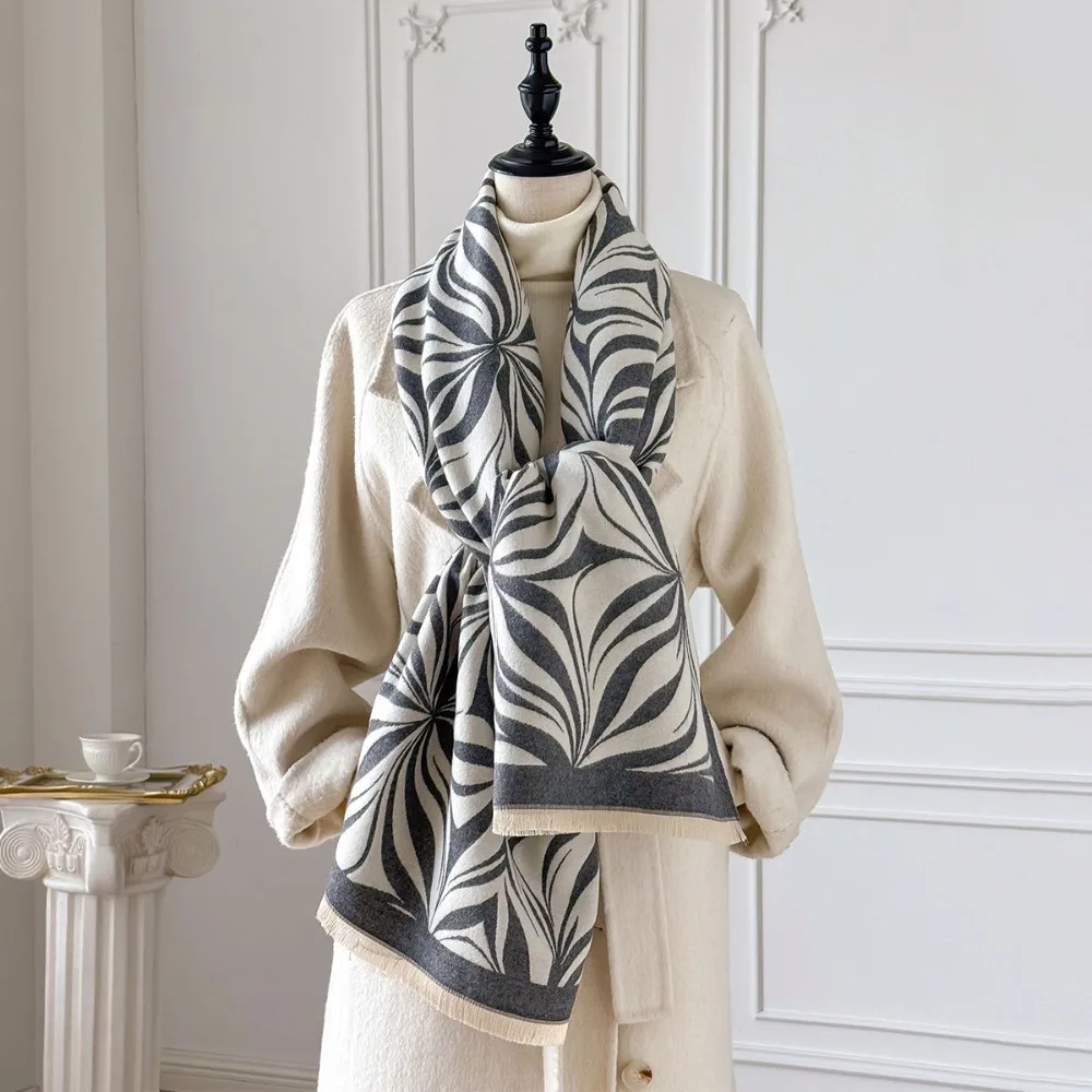 

Luxury Imitation Cashmere Scarf Warm Versatile Pashmina Shawls Windproof Thick Poncho Scarves