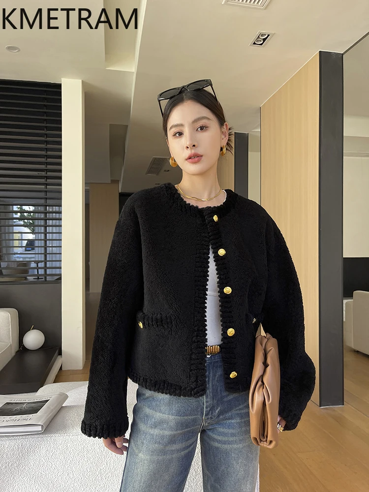 100% Natural Merino Wool Sheepskin Double Faced Fur Jacket Woman Short Real Fur Coat Women Winter Clothes 2025 шуба женская