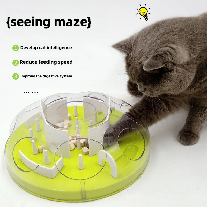 

Pet Cat Food Slow Feeder Jungle Design Puppy Anti Slip Treat Dispensing Toy Bowl Puzzle Slow Feeder Tray Pets Supplies