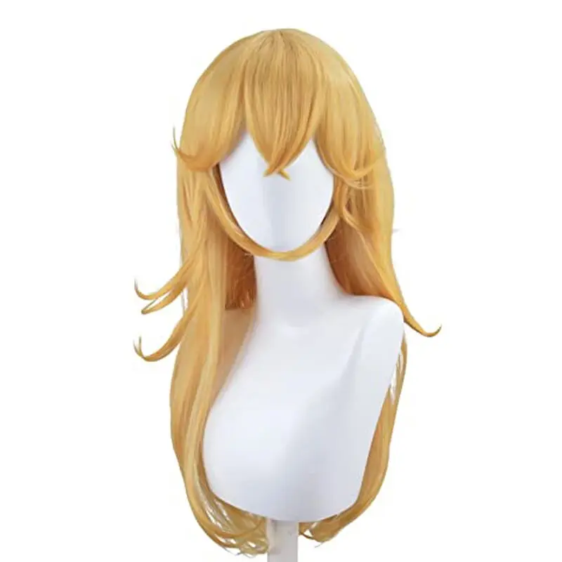 

Peach Wig Golden Princess Wig with Bangs Peach Crown Cosplay Long Wig Halloween Costume Party Anime