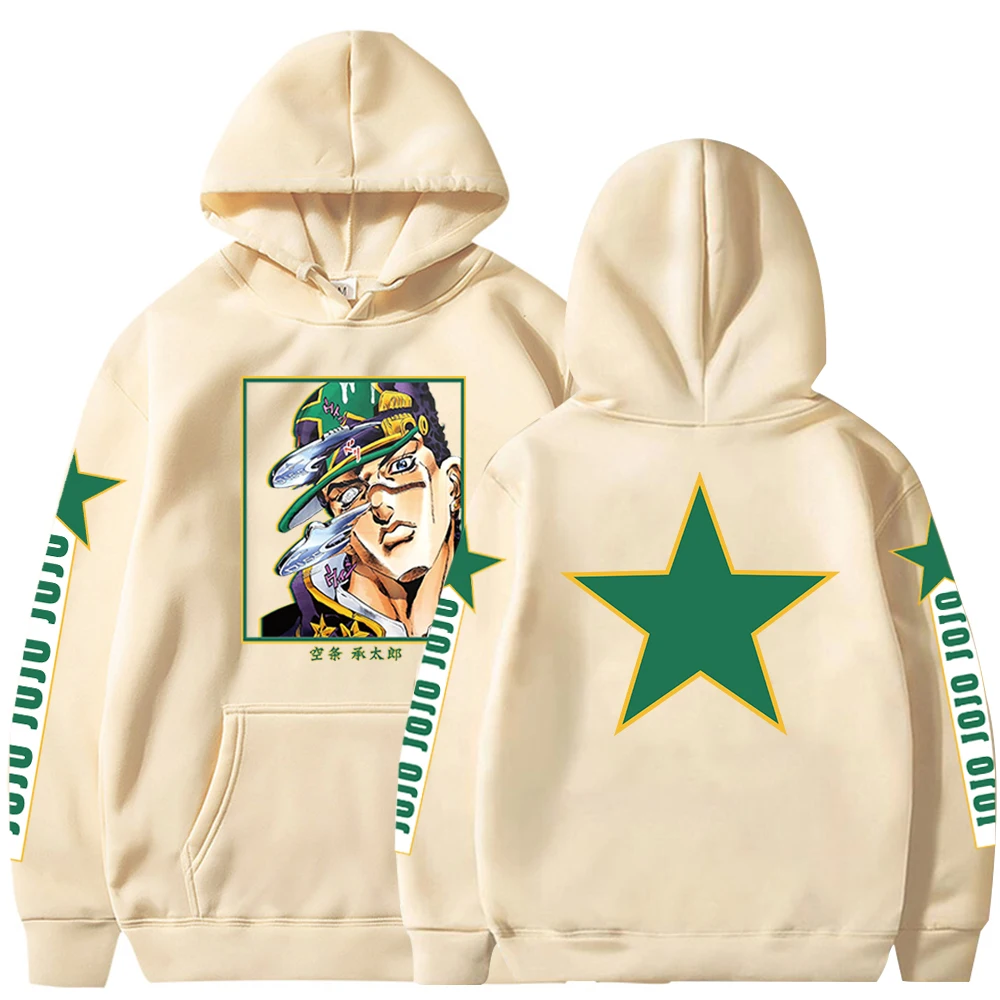 Harajuku Kujo Jotaro اليابان أنيمي جوجو غريب مغامرة هوديس المرأة موضة الهيب هوب المتضخم كم طويل بلوزات الملابس