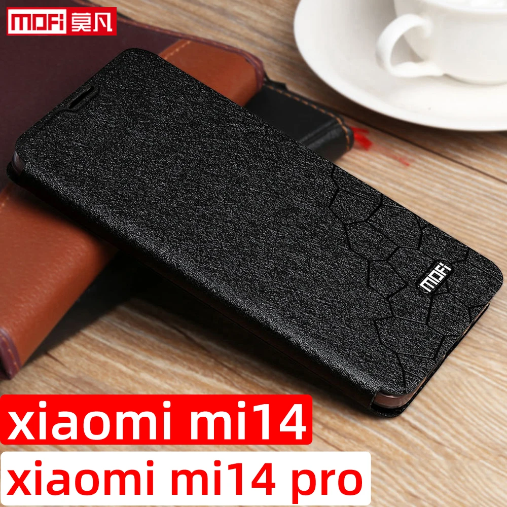 

флип-чехол для xiaomi 14, чехол для xiaomi 14 pro, кожаный чехол-подставка mofi xiaomi mi14, задняя часть книги, ТПУ, роскошный чехол, полное покрытие