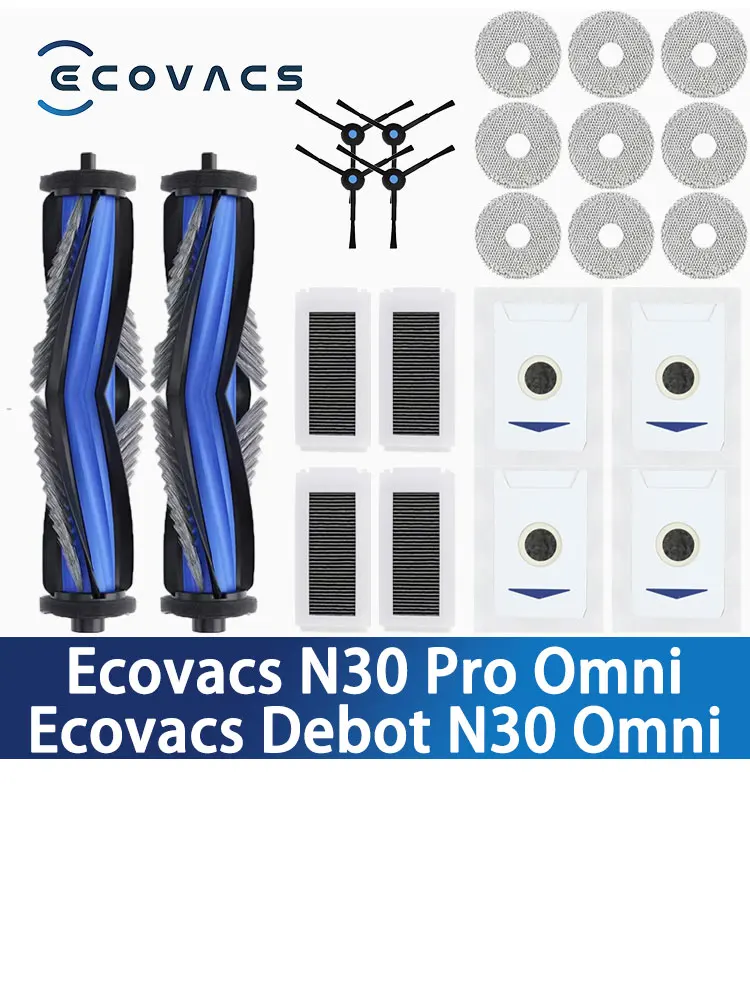Accessoires pour aspirateur Robot Ecovacs Debot N30 Omni / N30 Pro Omni, brosse latérale principale, filtre Hepa, pièces de sac à poussière de chiffon