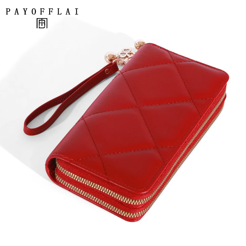 Genuine Madley Women's Tassel Long Wallet Business Card Holder Double Zipper PU Leather Clutch Luxury Wallet And Phone Bag