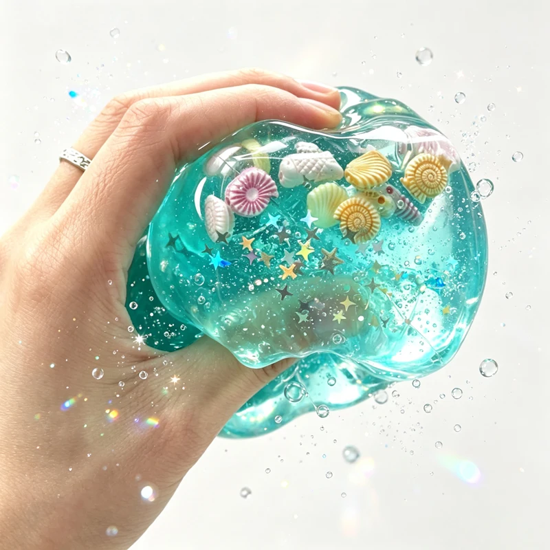 1PC Ocean Island Shell Ice Block Pinching Fun Stress Relieving Toy Cube Maltose Slow Rebound Ornament Decompression Simulation