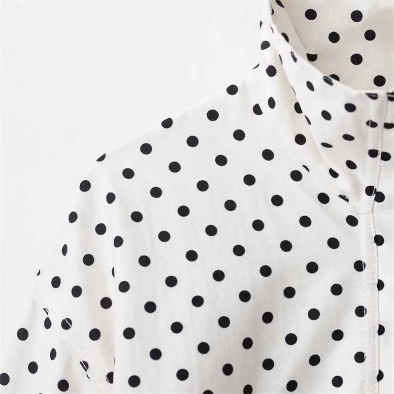 2025 autunno nuove donne moda casual versatile temperamento semplice giacca a maniche lunghe seersucker a pois