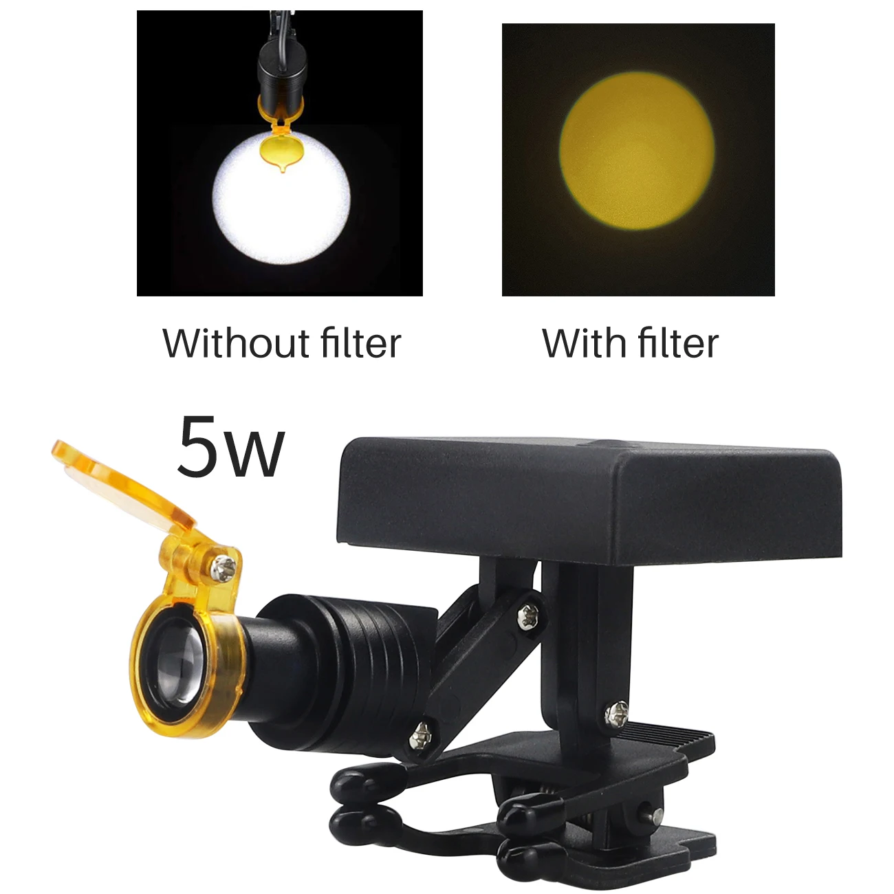 

Wireless 5W Dental Headlight With Optical Filter LED Light Clip for Dental Loupes Surgical Headlight Battery Rechargeable