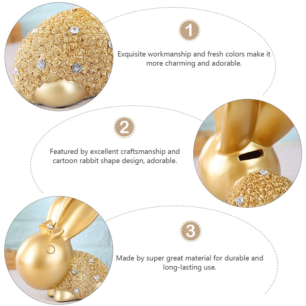 

1Pair Couple Rabbit Ornaments Golden Lovely Rabbit Shape Creative Decorative Home Garden Decoration Decorative Statue