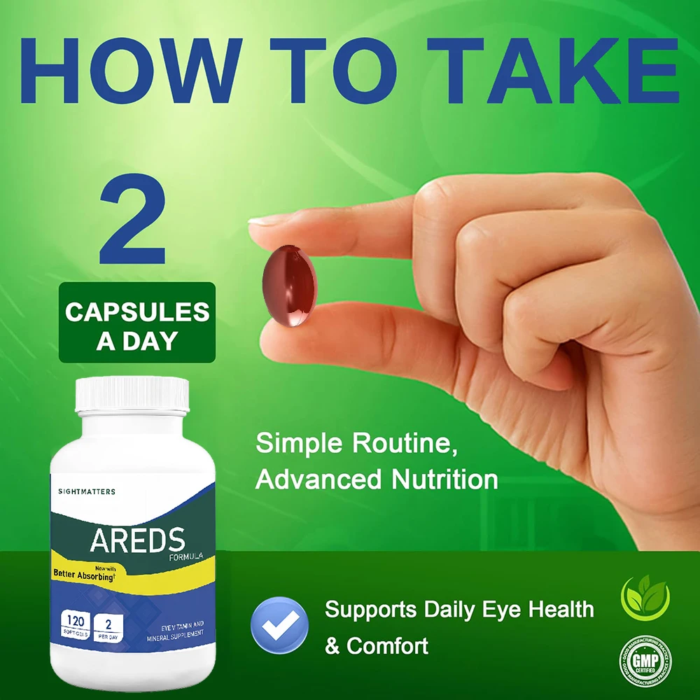 ARED Eye Vitamins for Macular Health, Lutein and Zeaxanthin Supplement with Vitamin C E Zinc Copper for Vision & Ocular Support