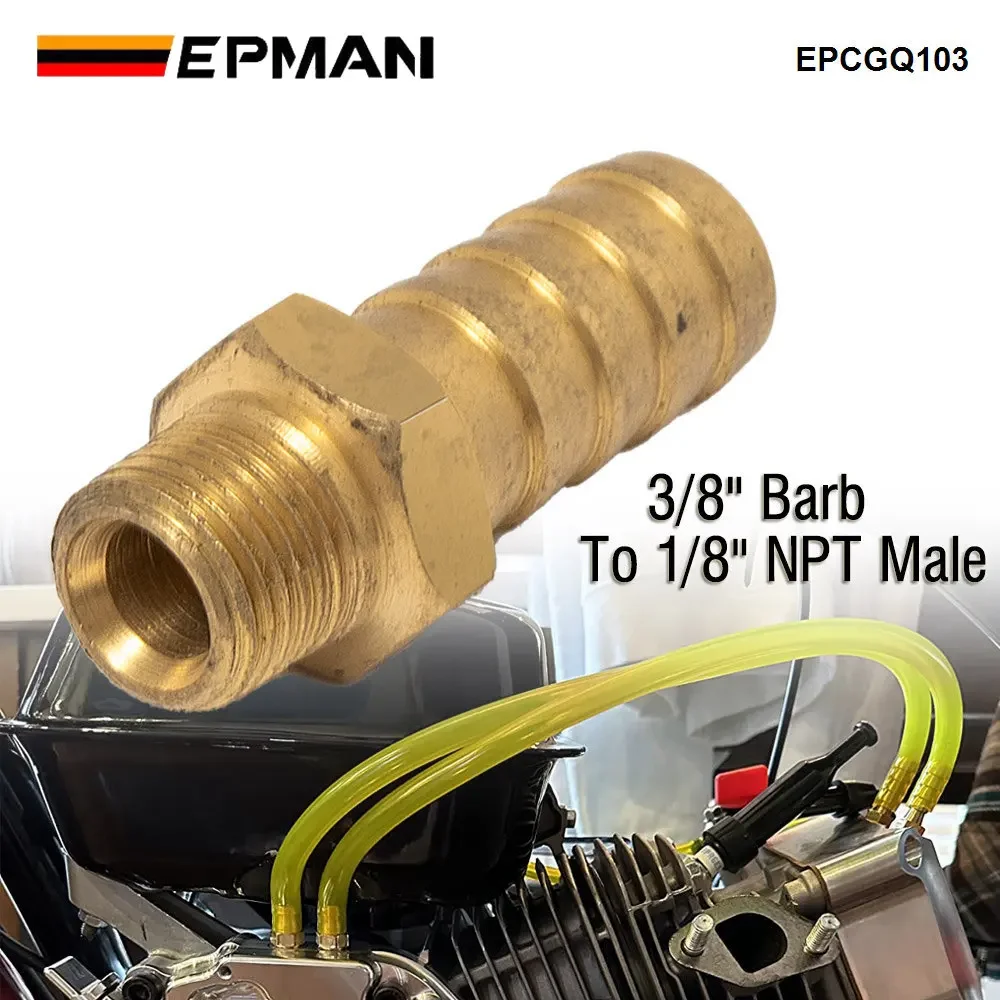 EPMAN Straight 3/8 ID Hose Barb 1/8 Male NPT Brass Fitting Adapters For Vacuum Line, Fuel Pump, Oil Cooler EPCGQ103