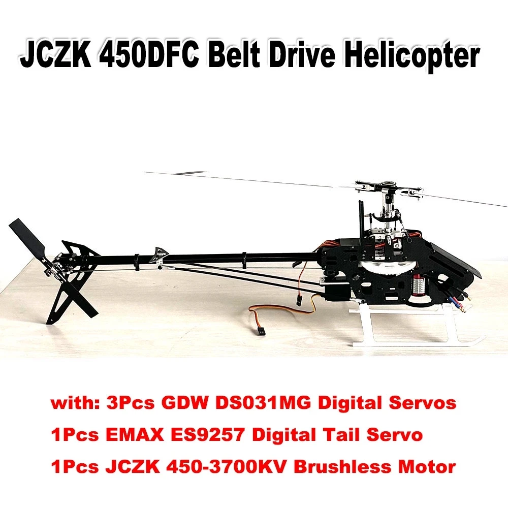 JCZK 450 DFC Carbon Fiber Frame Belt Drive  6CH 3D RC Helicopter with Servos motor Fits Align Trex 450 helicopter