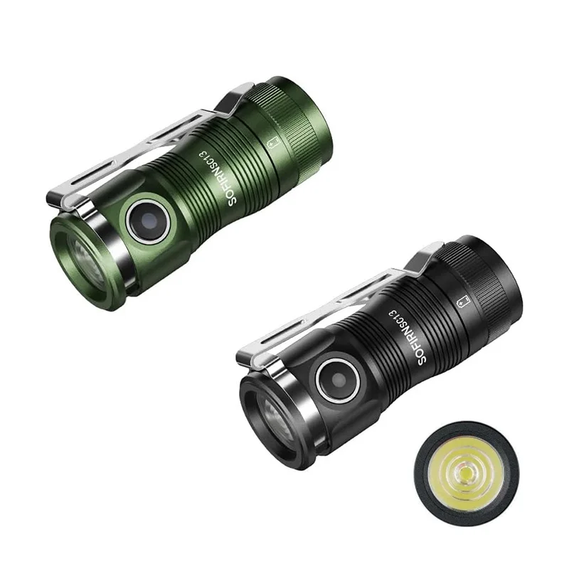 Sofirn SC13 Tactical Flashlights 1300lm Rechargeable 18350 6000K Mini Keychain 519A/SST40 Torch Black Green Flashlight