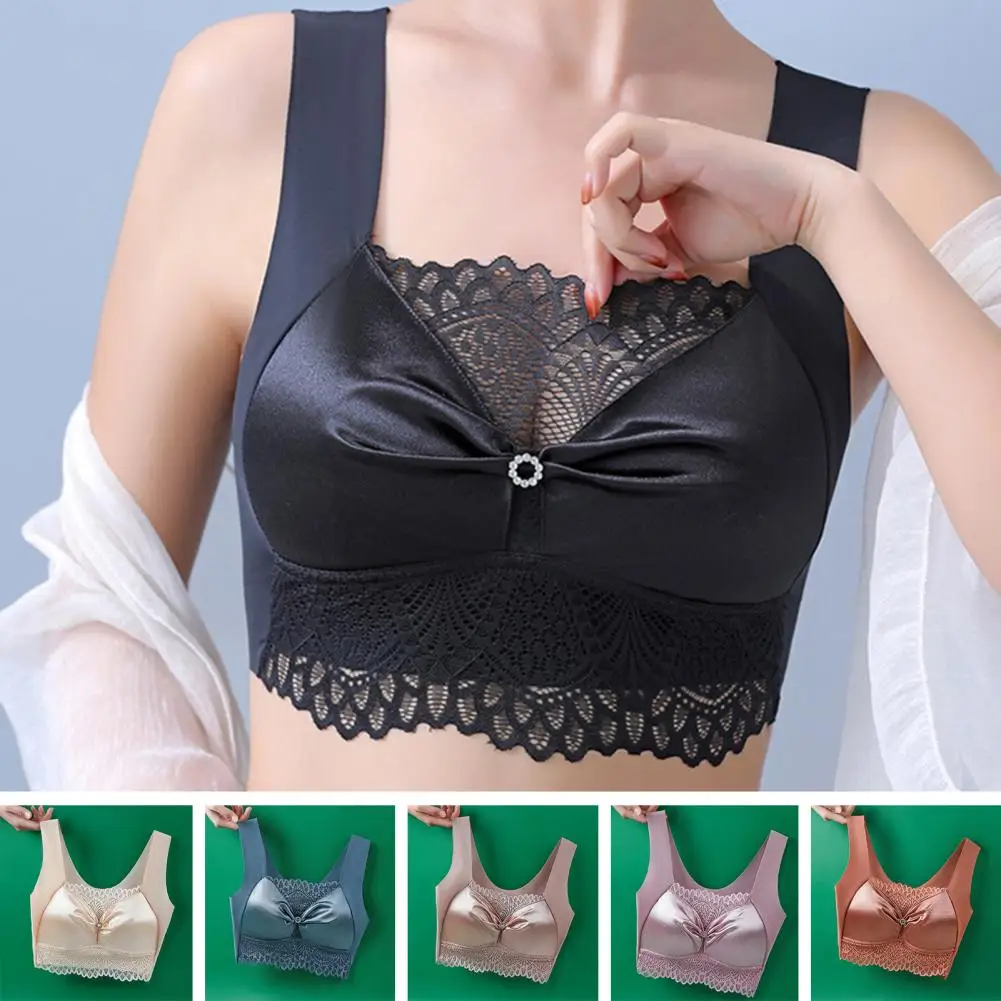 Summer Fashion Women Solid Color Shoulder Strapless Sexy Lace Solid Tube Tops Thin Bra