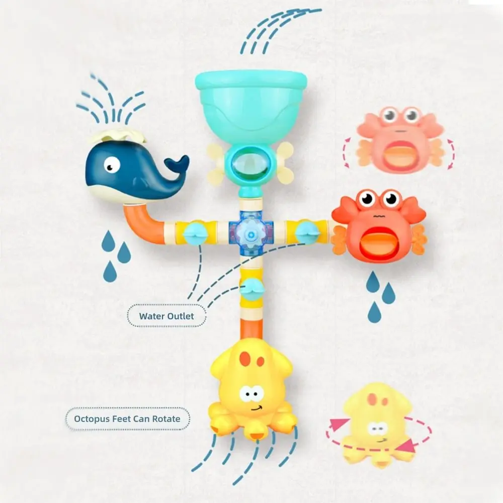 เครื่องพ่นน้ำดีไซน์สนุกสนาน เกมอินเทอร์แอคทีฟในห้องน้ำ ฝักบัวหลากสีสัน สวนน้ำรูปสัตว์สำหรับเด็กเล็ก