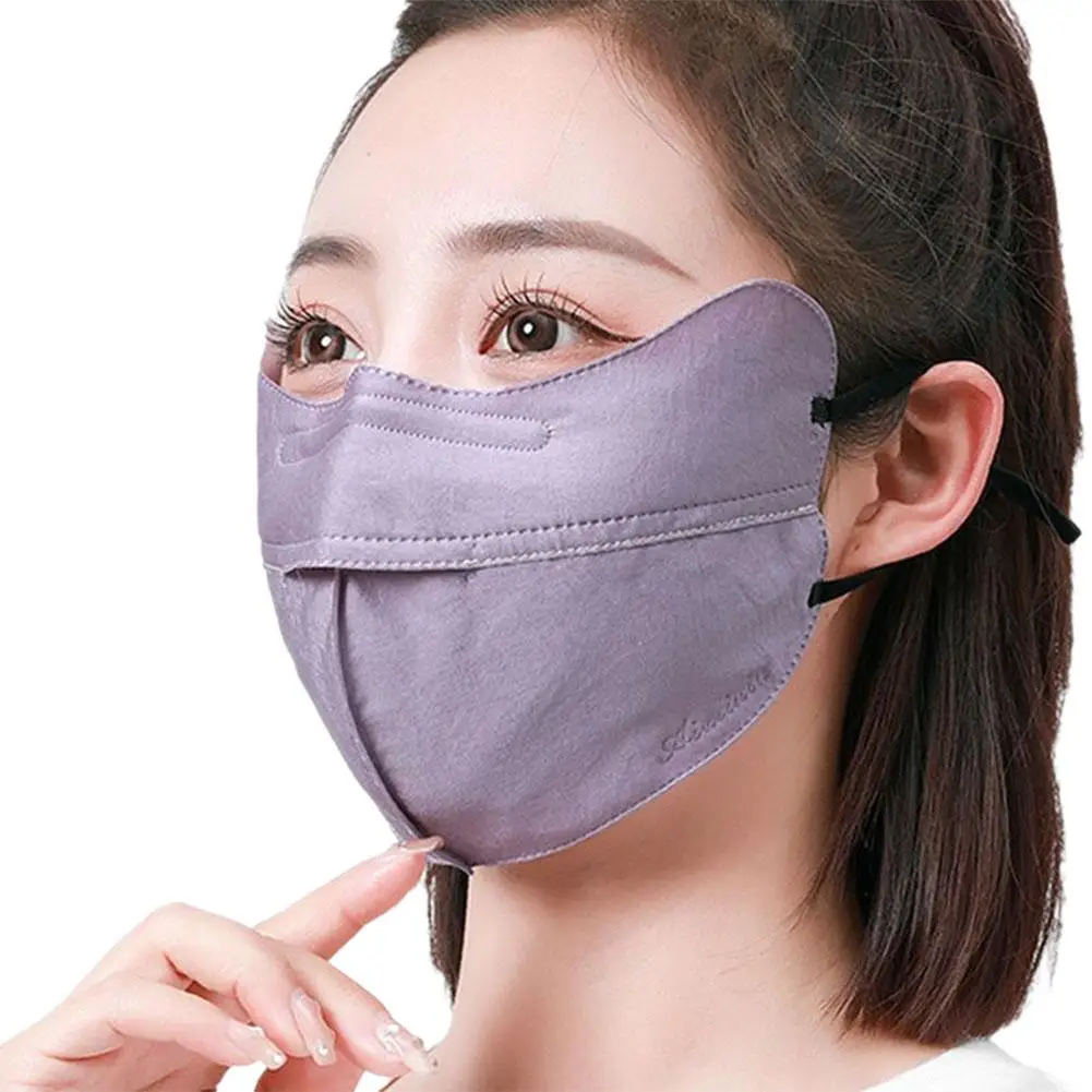 Protezione UV estiva protezione per gli occhi protezione solare tipo di maschera sottile orecchio appeso maschera traspirante aperta parasole da donna Q6C8