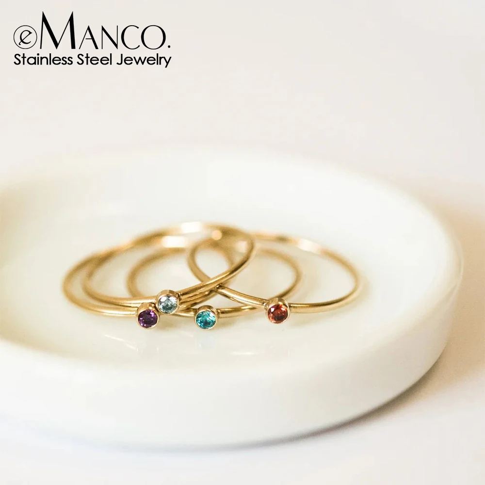 eManco Fashion Fine Jewelry Couple Birthstone Ring Original Niche Design Hip Hop Style Tide Street Style Akcesoria Factory Out