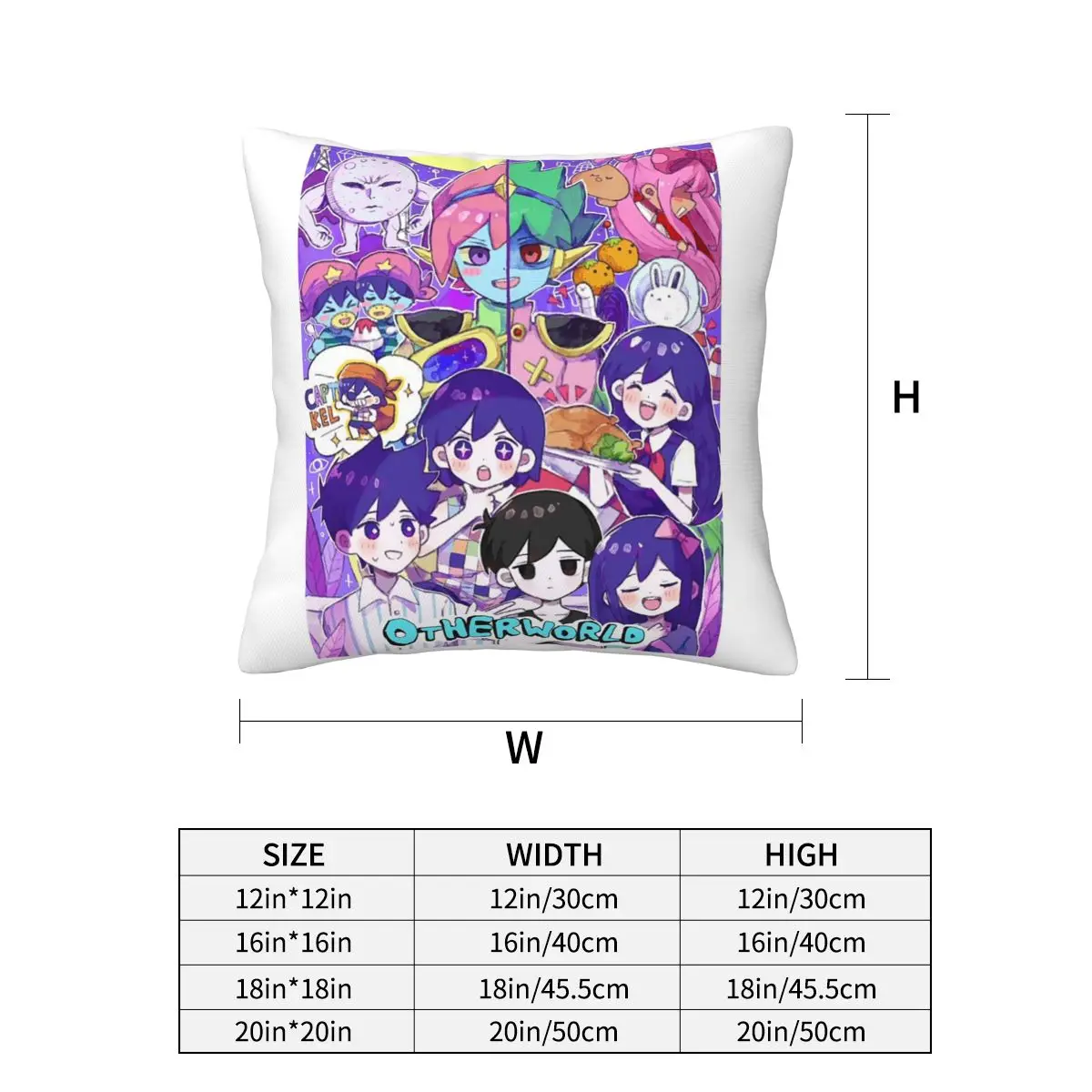 Omori Hero Sunny Basil Cartoon Horror Square Pillowcase Pillow Cover Cushion Zip Decorative Comfort Throw Pillow for Home Car