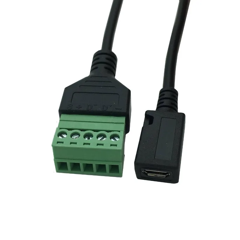 Micro USB Female to Screw Terminal Block Connector Solderless Pluggable 5Pin Block Extension Cord Transfer Data Charging Cable