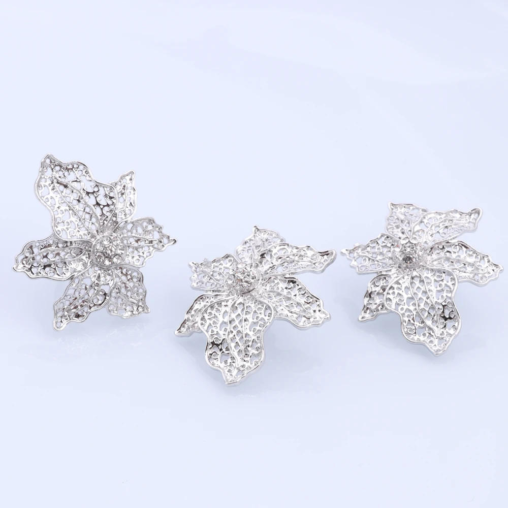 CYNTHIA Dubai Jewelry Gift Elegant Women Flower Shape Necklace African Bridal Wedding Bracelet Earrings Ring Jewelry Set