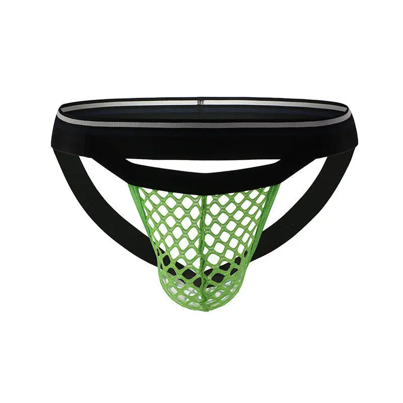 

Fishnet men's underwear thin large mesh open buttocks u convex breathable low waist large double t-pants