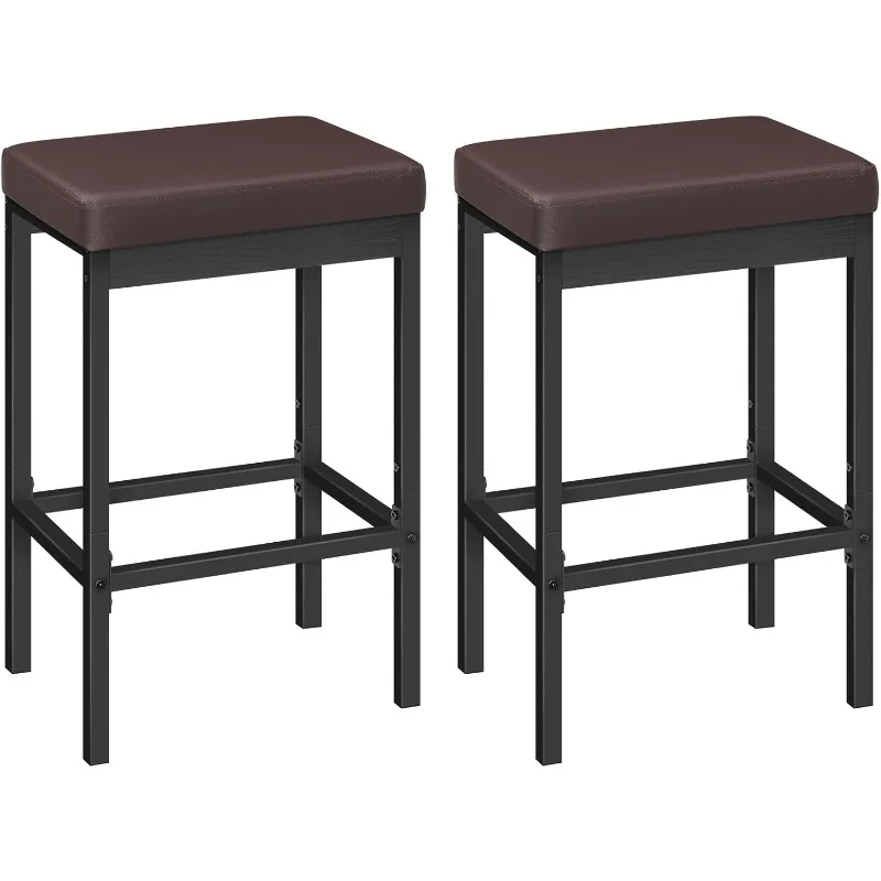 

Bar Stools, Set of 2 Bar Chairs, 24.8-Inch Height Stools, Breakfast Bar Stools, Kitchen Chairs, 2" Thick Upholstery