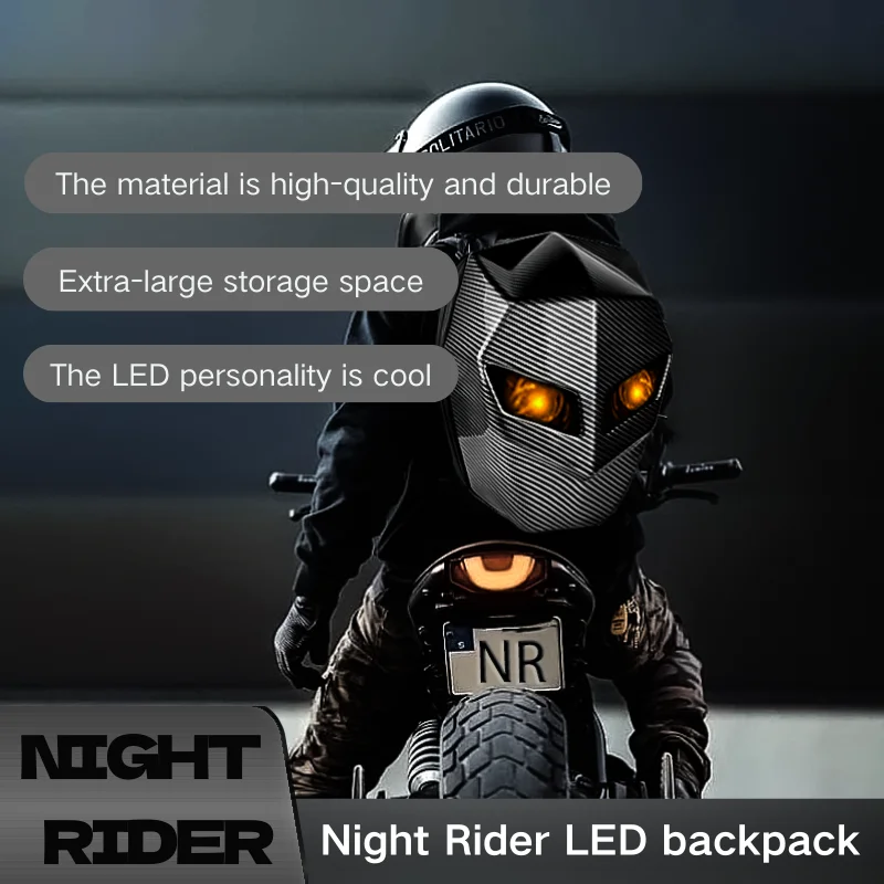 

Rainproof Carbon Fiber Dark Knight Unisex Backpack High Quality LED Eye Outdoor sports Motorcycle Helmet Waterproof Laptops Bag