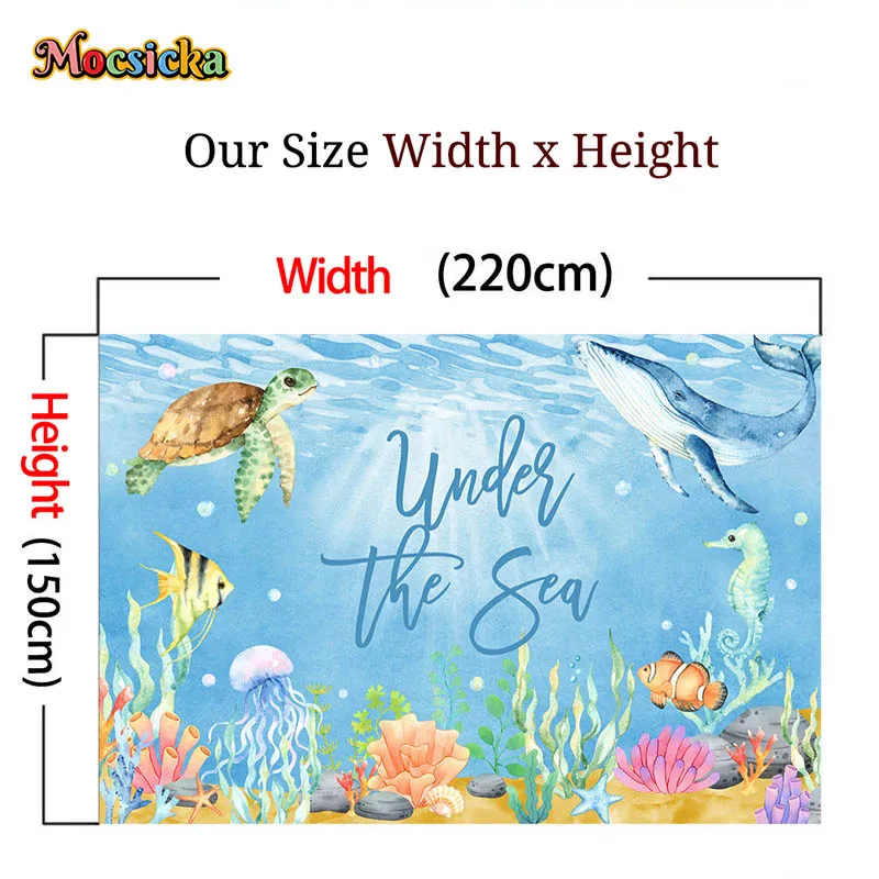 Latar Belakang laut kartun moclicka dasar air di bawah ikan air Ulang Tahun Baru lahir pesta bayi baru lahir spanduk latar belakang dekorasi
