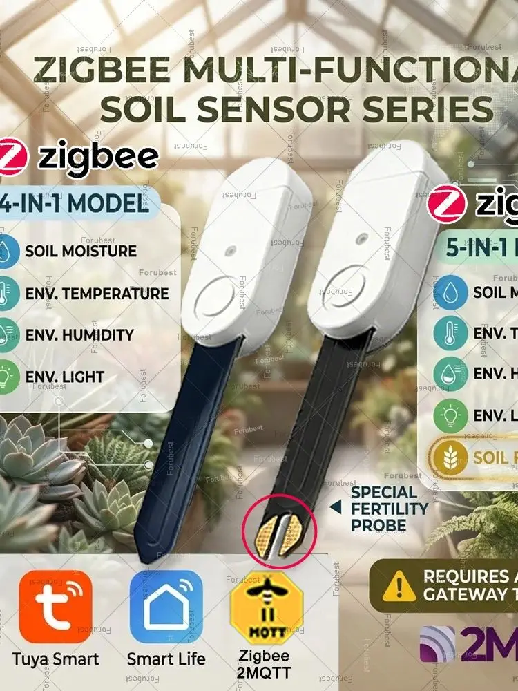 Zigbee Bodemvocht Detector Zonlicht Vruchtbaarheid Temperatuur Vochtigheidsmeter Slimme Bodemtester Vochtsensor Real Time Monitor - afbeelding 2