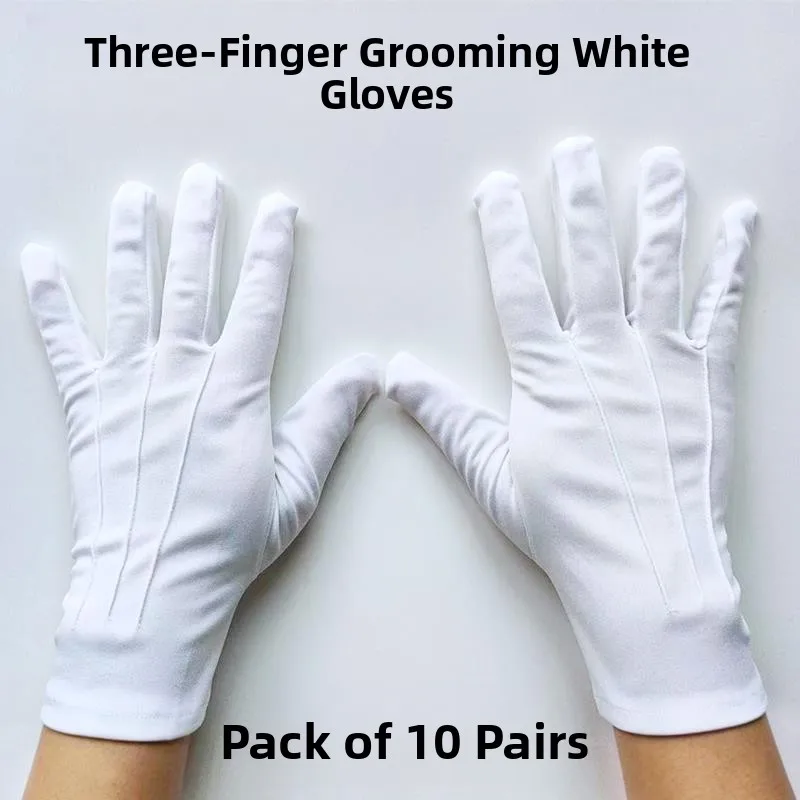 White Performance Gloves Three Stripes Driving Gloves Outdoor Work Thin Gloves Unisex Flag Raising Security Guard Gloves