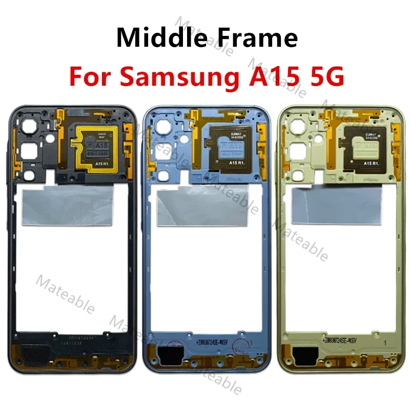 A156 For Samsung Galaxy A15 5G Middle Frame Housing Board LCD Faceplate Bezel Replace Repair Parts + Side Buttons