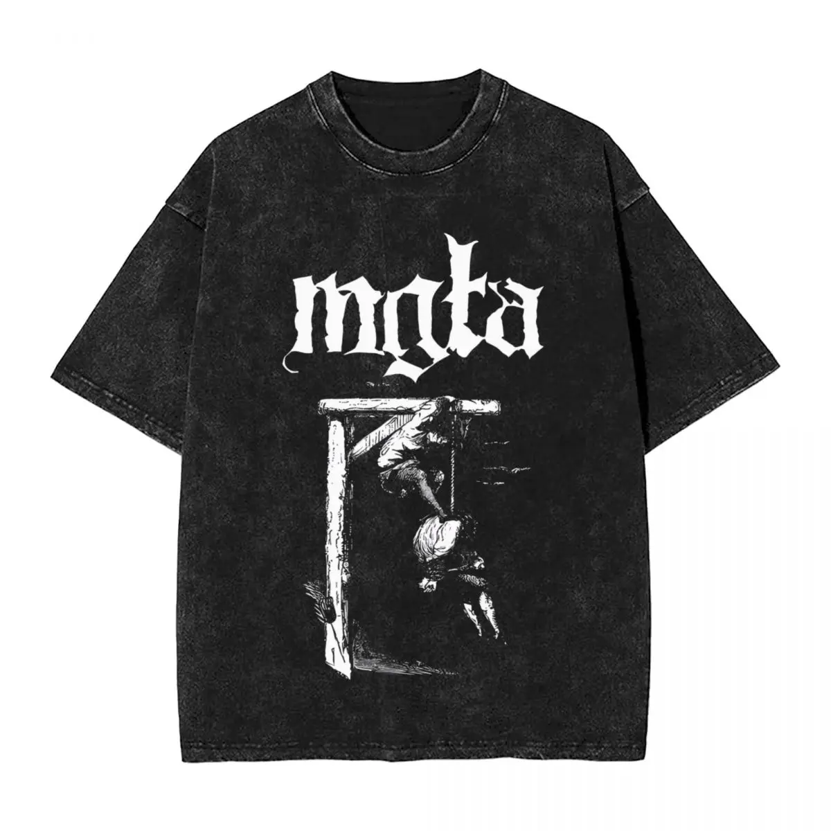 Mgla Music woman Men Cotton Washed Hot stamping Print T-Shirt,Mgta Harajuku Cotton Tshirt Men's Summer Short Sleeve Tees