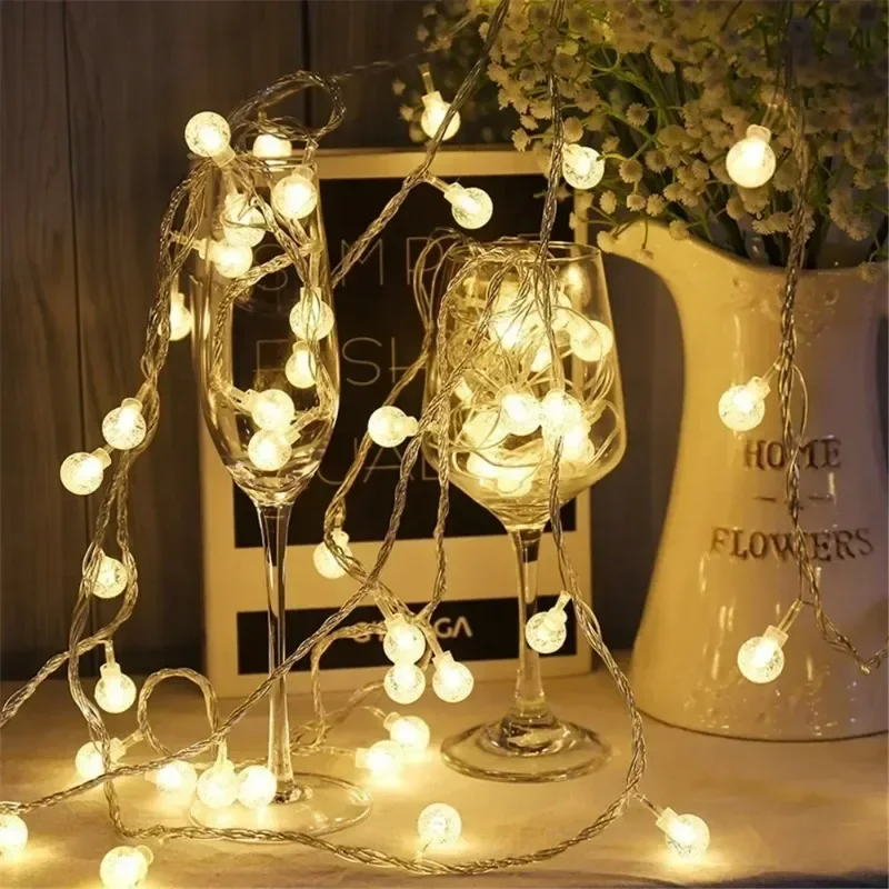 LED Bubble Ball String Lights USB/Battery Operated Indoor Fairy Light for Wedding Holidays New Year 2026 Decorations10/20/40LED