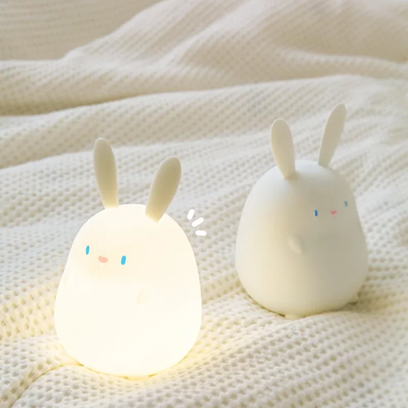 48Pcs/Lots Rabbit Silicone Light, Bedroom Bedside Ambient Light, Children's Eye Protection, Charging, Sleeping Night Lamp