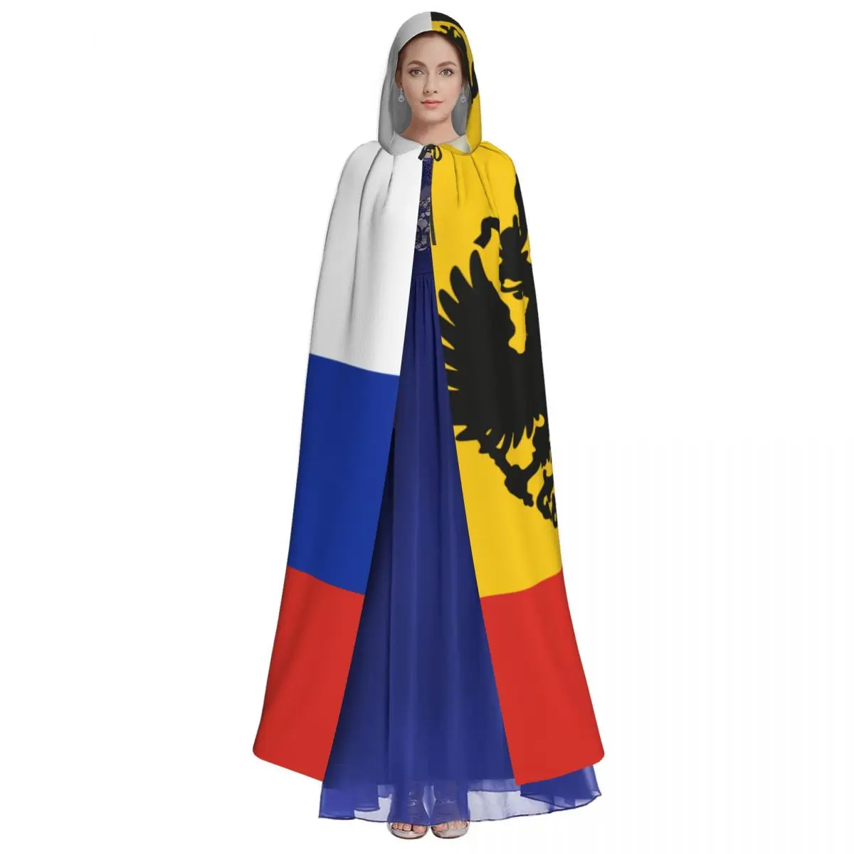 Long Cape Cloak Russian Flag Hooded Cloak Coat Hoodies Elf Purim