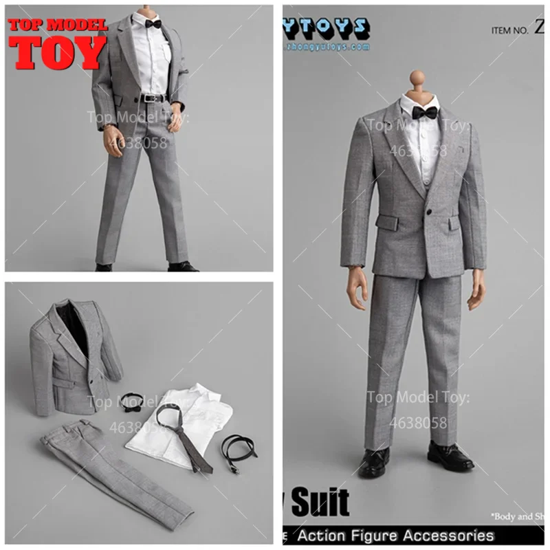 

ZYTOYS ZY5038 1/6 Scale Male Grey Suit Clothes Model Set Fit 12" PH HT Soldier Action Figure Body Dolls