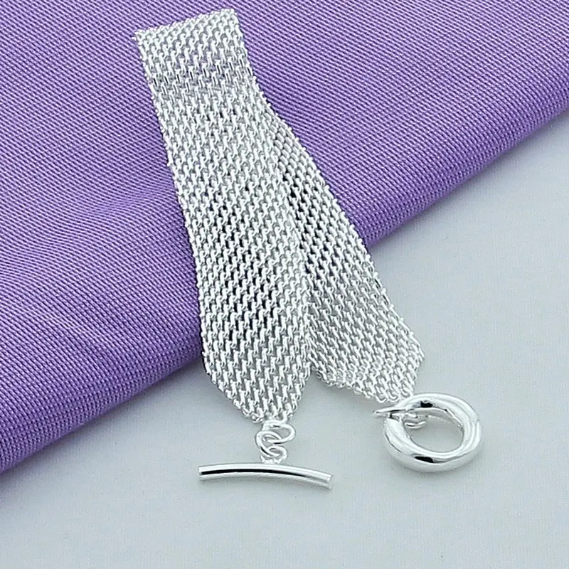 

Buyee 925 Sterling Silver Female Bracelets 15mm Width Weaving Big Bracelets for Women Men Fashion Fine Jewelry Bracelets