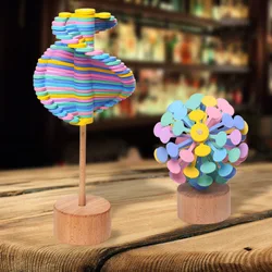 Novelty Wooden Spiral Lollipop Toys Rotating Spin Magic Stress Relief Fibonacci Sequence Fidget Toy for Adults Kids Antistress