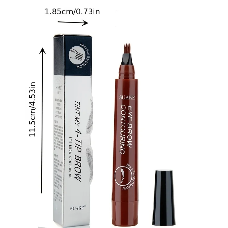 4 Splitted Head Eyebrow Pencil Long Last  Smudge Proof Waterproof Sweat Proof High Pigmented Easy Applying Liquid Eyebrow Pencil