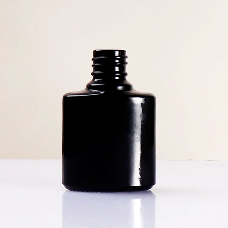 ขวดแก้วใส่น้ำยาทาเล็บขนาด 7 มล. สีดำ พกพาสะดวก สำหรับใส่เจลยูวีป้องกัน  แบบเติมได้ รูปทรงสี่เหลี่ยม สำหรับเครื่องสำอาง