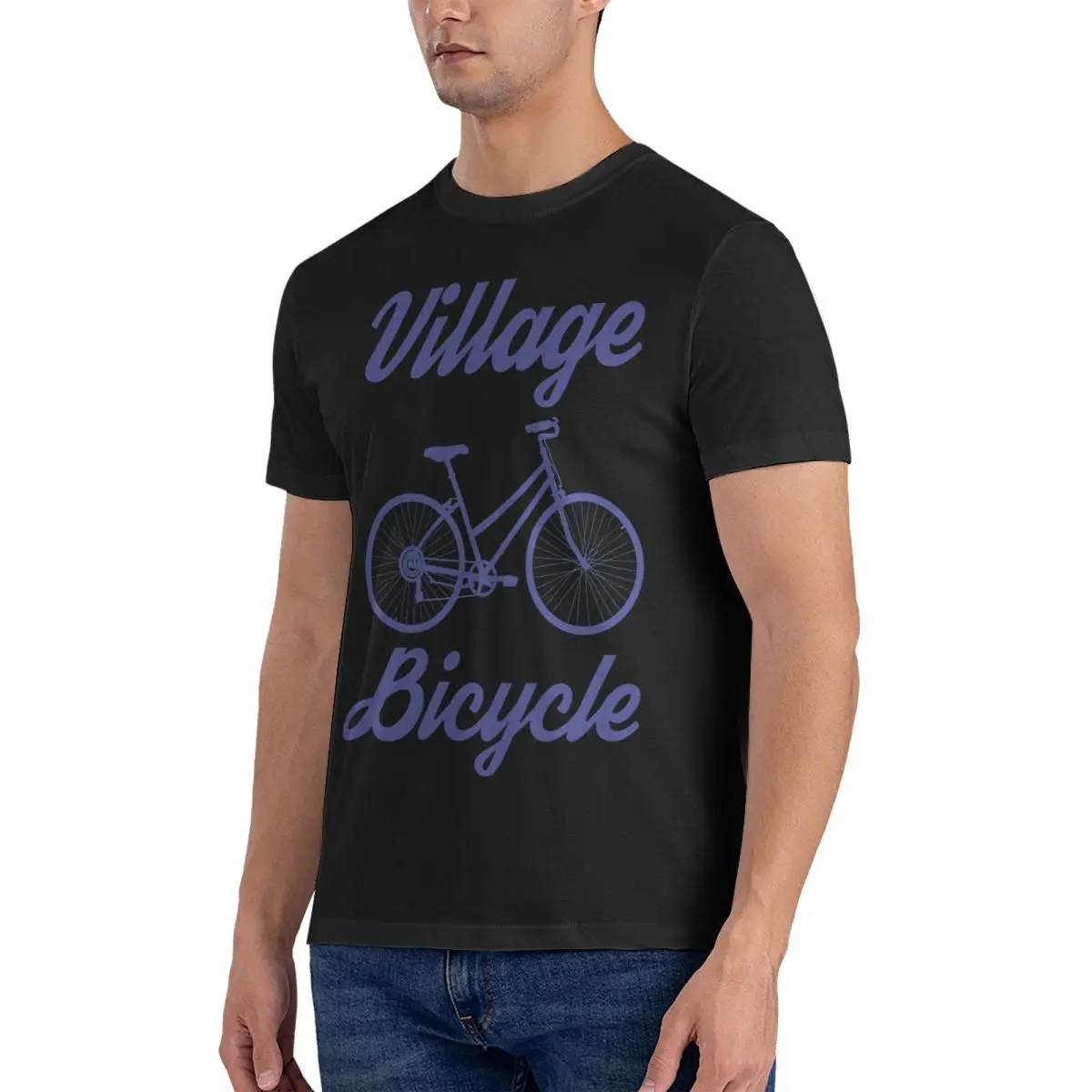 Village Bicycle Vintage Adult Humor T Shirts Cotton Novelty T-Shirt Crew Neck Bike Racing Tees Short Sleeve Clothes New Arrival