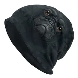 Custom Black Pug Bonnet Beanie Knitting Hat Men Women Cool Unisex Adult Animal Winter Warm Skullies Beanies Caps