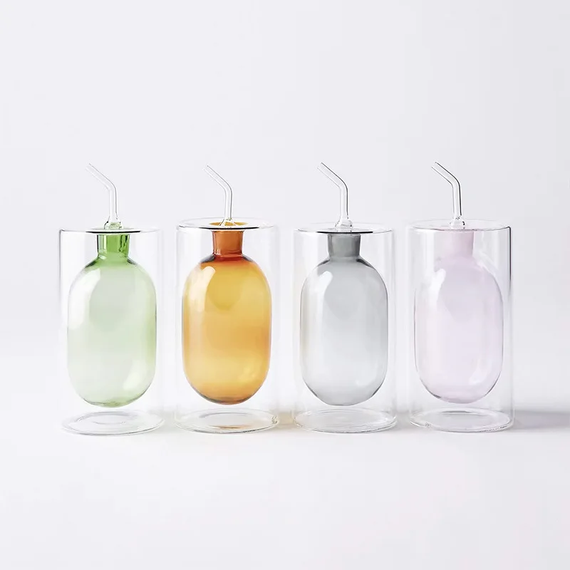 

Double Glass Oil Jug Oil Tank Vinegar Jar Seasoning Bottle Olive Oil Jug Kitchen Utensils Transparent Color Seasoning Tools