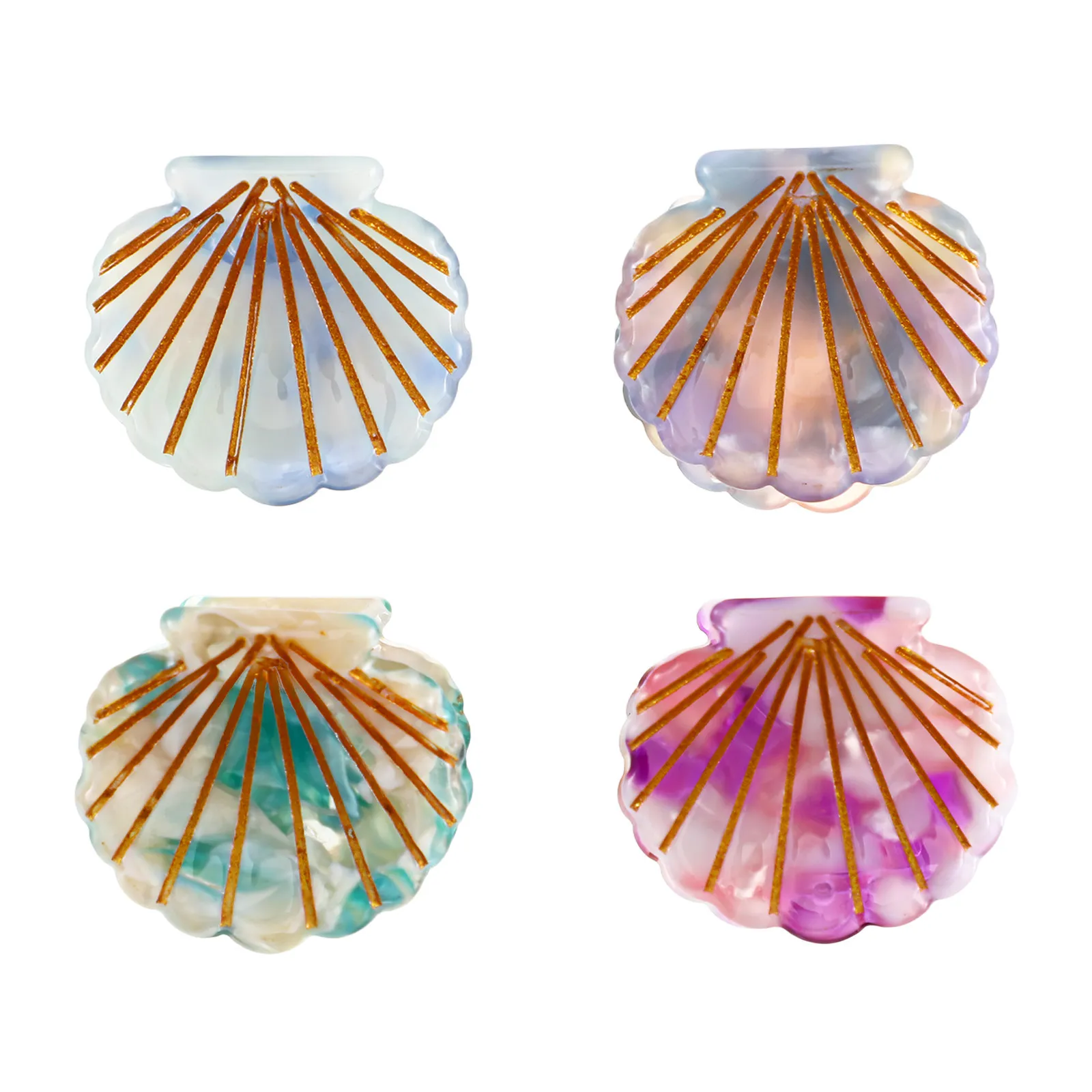 4Pcs Shell Hair Claw Clips Cute Beach Themed Mini Claw Clips for Women Tiny Hair Styling Accessories