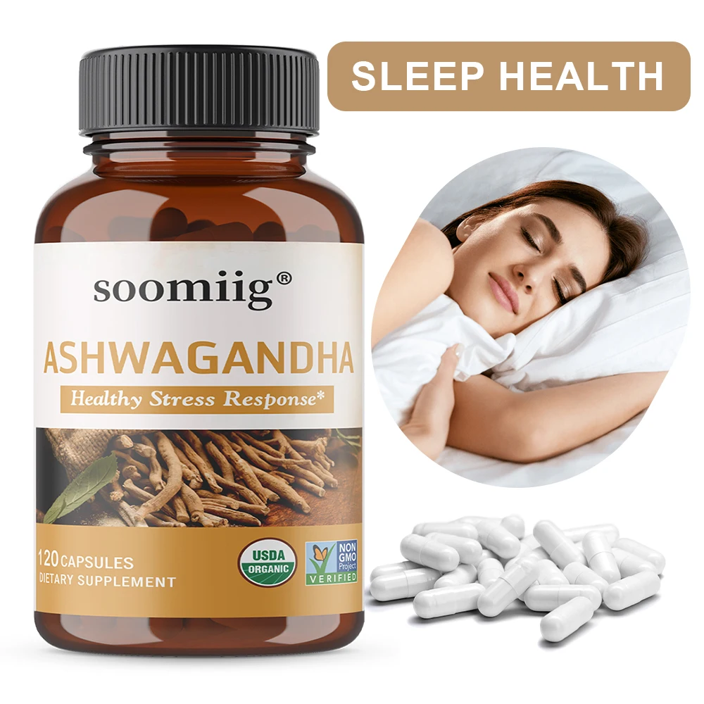 

Органические капсулы с экстрактом ашваганды, антиоксидантная добавка для улучшения настроения, способствующего сна и метаболического регулирования