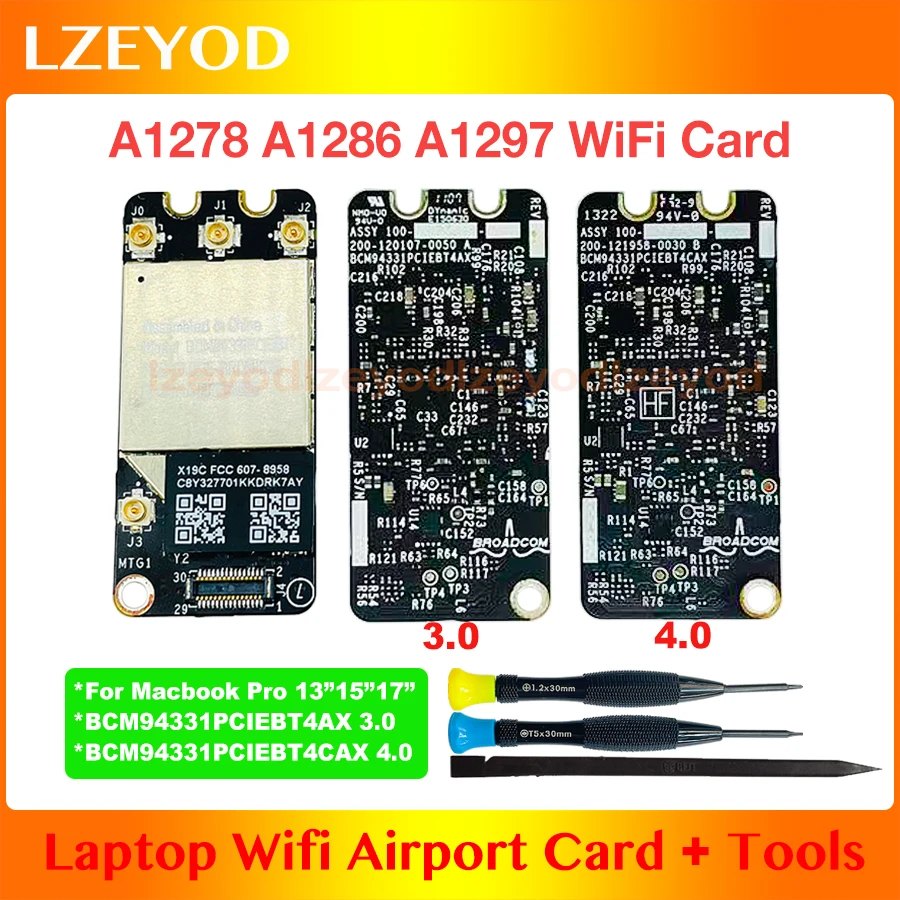 Original A1278 WiFi Card Bluetooth 3.0 4.0 BCM94331PCIEBT4CAX For MacBook Pro A1278 A1286 A1297 Wifi Airport Card 2011 2012 Year